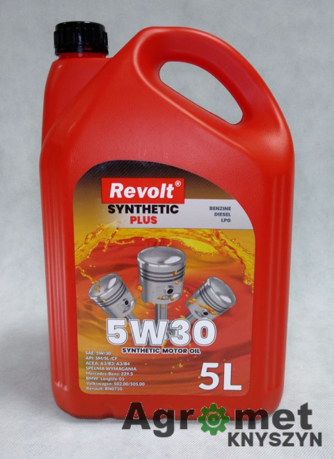 OLEJ REVOLT SYNTH PLUS 5W30 5L A3/B4 API: SM/SL/CF MB:229.3 BMW : LL-01 VW: 502.00/505.0