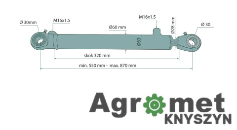 Siłownik hydrauliczny uniwersalny 60x28 skok 320mm