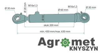 CYLINDER HYDRAULICZNY UCJ2F 50/28/200 ZU 50X28X200 SIŁOWNIK CJF5028200 BIZON Z-058 Z-056 UKŁAD KIEROWANIA