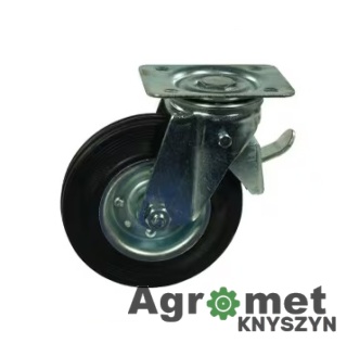 Koło Metalowo Gumowe Skrętne Z Hamulcem Gopart, 125 Mm